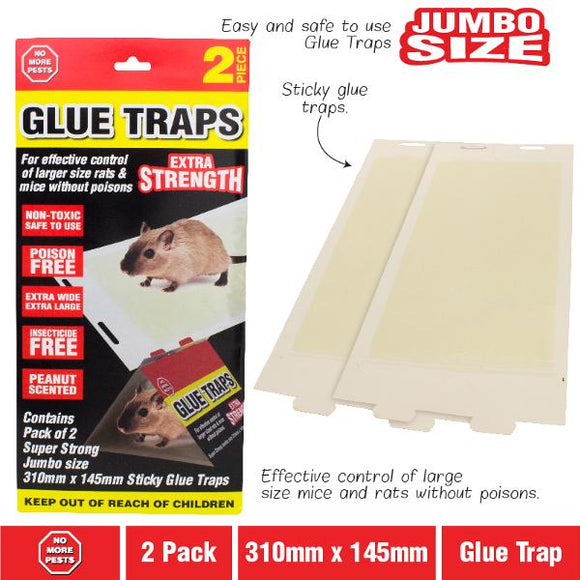 Glue Trap Rat 12pk Jumbo 31cm x 14.5cm White & Clear Glue