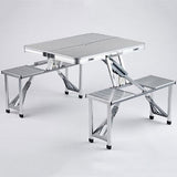 Folding Portable Picnic Table Outdoor Camping BBQ Party W/4 Chairs High Quality