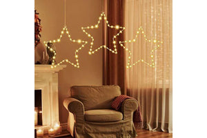 Window Lights 3 Pack Christmas Window Star Lights with Timer Warm White