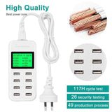 8 Port USB Desktop Wall Charger 5V/8A LCD Smart Fast Charging for Phone Tablet