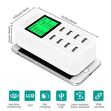 8 Port USB Desktop Wall Charger 5V/8A LCD Smart Fast Charging for Phone Tablet