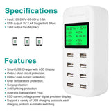 8 Port USB Desktop Wall Charger 5V/8A LCD Smart Fast Charging for Phone Tablet