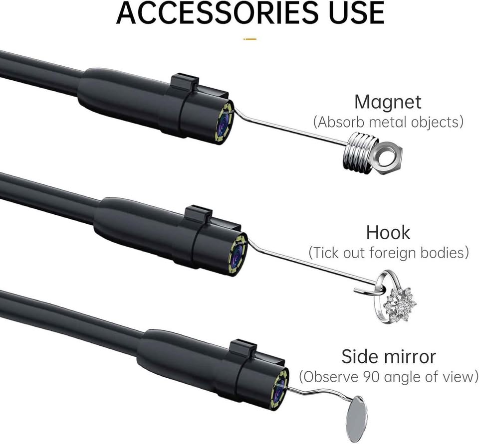 Dual Lens Inspection Camera with Illuminator 2m/6.5FT Industrial Bores ...