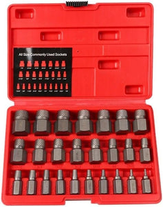 25-Piece Damaged Screw Extractor Set Multi-Spline Easy Out Broken Bolt Remover