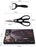 6-Piece Japanese Kitchen Knife Set - Steel Chef Knives with Cleaver, Professional Cooking Knives for Home & Restaurant Use
