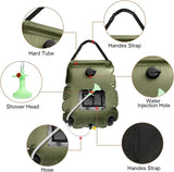 20L Camp Shower Bag Solar Heat Water Pipe Portable Camping Outdoor Hiking Temperature Indicator