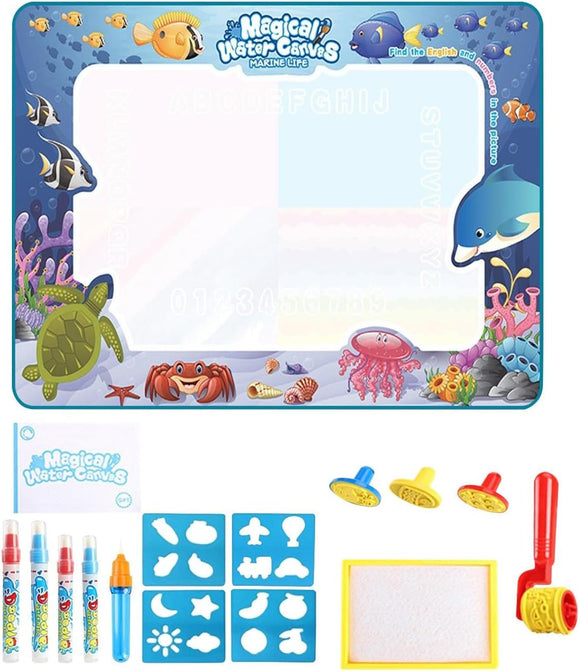 100x80CM Magic Water Drawing Mat Coloring Doodle with Reusable Magic Pens Montessori Painting Board