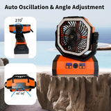 Portable Camping Outdoor Rechargeable Battery Operated Fan Auto-Oscillating Desk Fan