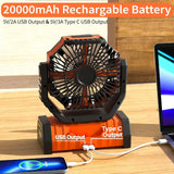 Portable Camping Outdoor Rechargeable Battery Operated Fan Auto-Oscillating Desk Fan