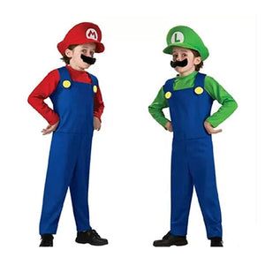 Kids Super Mario Brothers Luigi Fancy Dress Boys Girls Party Costume Book week Halloween