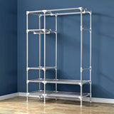 Portable Clothes Closet Rolling Door Wardrobe with Hanging Rack Non-Woven Fabric Storage Organizer