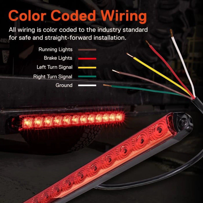 Red Clearance ID BAR Marker Light 3 Light 9 LED Trailer Sealed Stainle ...