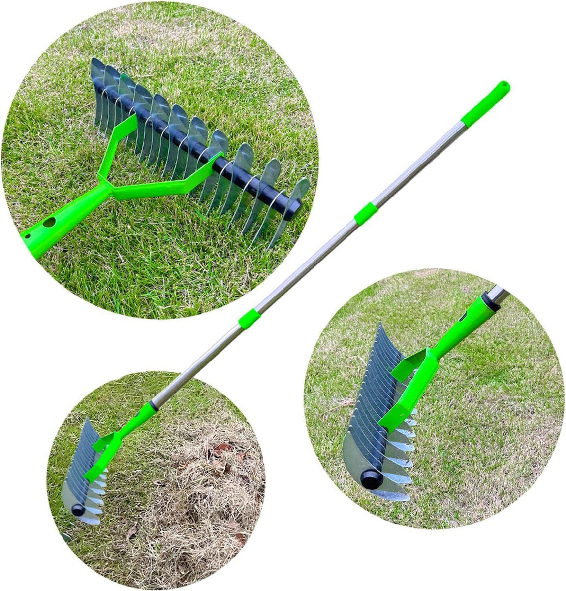15-Inch Curved Teeth Thatch Rake Lawn Dethatcher Rake For Cleaning Dea ...