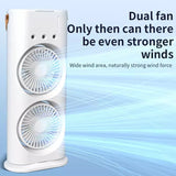 Portable Cooling Fan Dual Heads Air Conditioner Tower Fan with Mist Spray