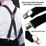 35/50mm Extra Wide Men's Adjustable Elastic Suspenders Clip On Braces Trouser