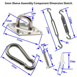 6mm 304 Stainless Steel Turnbuckle Kit – 4 Hook Open Body + Carabiners & Fixings