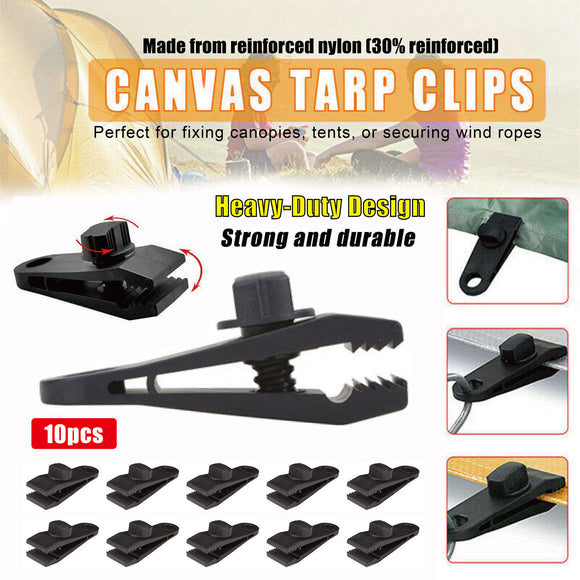 10PCS Heavy-Duty Camping Clips - Canvas Tent and Tarp Clamps for Secure Grip