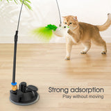 Cat Play Toy Simulation Birds Teaser Wand Interactive Stick with Suction Cup