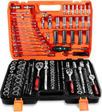 216-Piece Tool Set - Mechanics Tool Kit with 1/4" & 3/8" Drive Sockets with Case