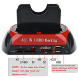 HDD Docking Station Dual 2.5" 3.5" SATA IDE Hard Disk Drive Dock OTB Card Reader