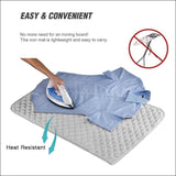 TRAVEL IRONING MAT: PREMIUM QUILTED MAGNETIC PORTABLE FOLDING PAD 60x55CM