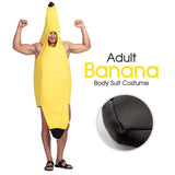 Adult Banana Body Suit Costume Unisex Outfit One Size Fits Halloween Fancy Dress