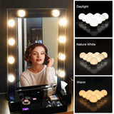 Vanity Light LED Make Up Mirror Lights 10 Bulbs Dimmable Lamp Hollywood Style