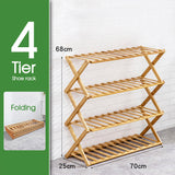 3-6 Tier Folding Shoe Rack Bamboo Wooden Shelf Stand Storage Organizer Cabinet