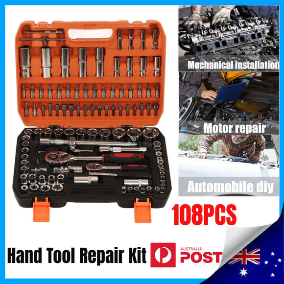108pcs Tool Kits Socket Hand Set Ratchet Spanner 1/2