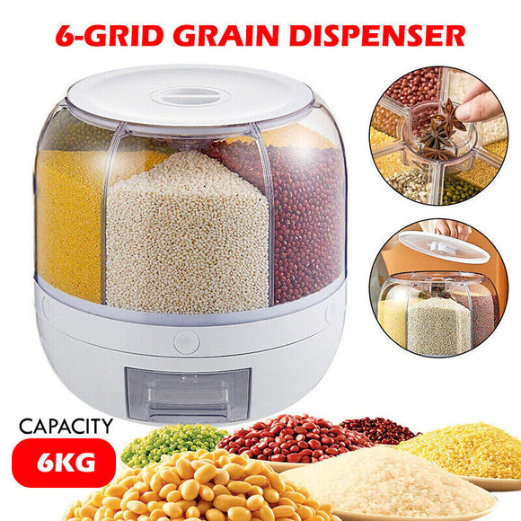 Rotating Grain Case Cereal Dispenser Storage Box Kitchen Food Rice Container