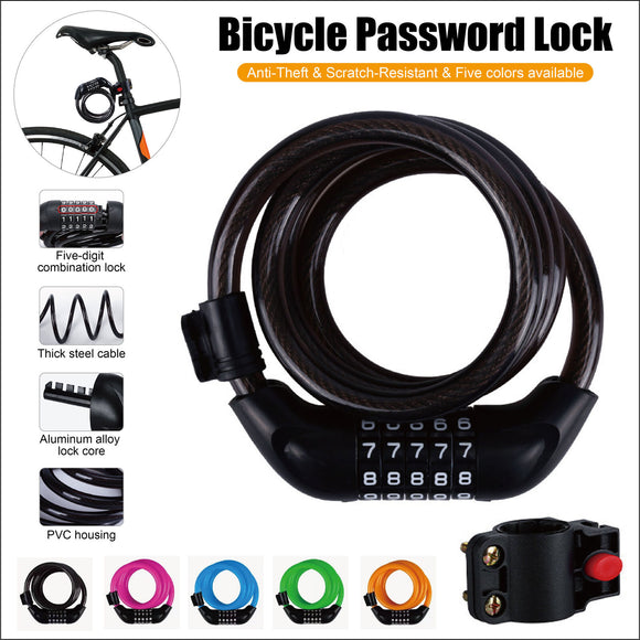 1.2m Bicycle Password Lock Anti-Theft Scratch-Resistant Lock