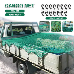 Net 2x3 UET Trailer Truck 2Mx3M Nylon 35mm Mesh Bungee Cord Free 15Pc Hook