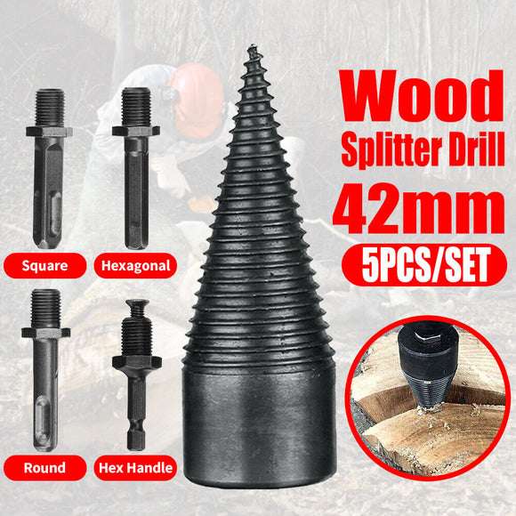 5X Speed Twist Drill Bit Wood Firewood Log Splitter Screw Splitting Cone Reamer