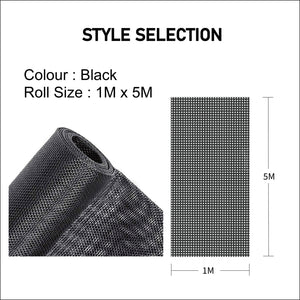 Fiberglass Insect Fly Screen - Easy Installation, 5m x 1m Roll in Black & Grey