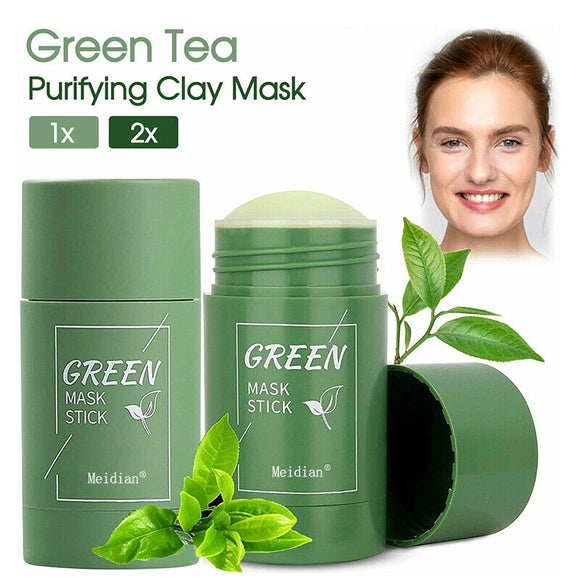1/2x Green Tea Cleansing Mask Facial Stick Oil Acne Control Blackhead Deep Clean