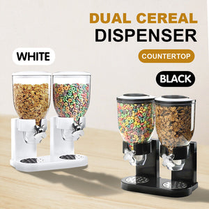 Double Cereal Dispenser Container Tank Large Dry Food Snack Kitchen Canister