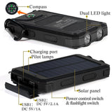 10000mAh Waterproof Solar Power Bank 2 USB LED External Backup Battery Charger