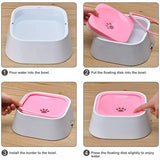 1.5L Pet Dog Cat Water Bowl No Spill Slow Feeder Dispenser Dust Free Non Slip