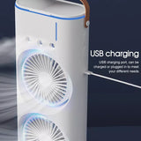 Portable Cooling Fan Dual Heads Air Conditioner Tower Fan with Mist Spray