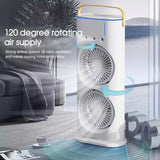 Portable Cooling Fan Dual Heads Air Conditioner Tower Fan with Mist Spray