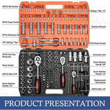 172Pcs Ratchet Spanner Socket Set 1/2" 1/4" 3/8" DIY Tool Kit Wrench Toolbox