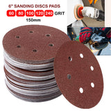 150X 150mm 6" Sanding Discs Pads 60 - 240 Grit Mixed Orbital Sander Sandpaper