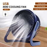 8Inch USB Powerful Silent Cooling Desk Fan Portable USB Fan 360°