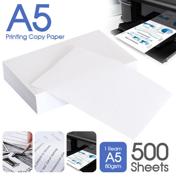A5 WHITE PRINTER / COPIER PAPER 80 gsm 500 SHEETS PRINTING PAPER LASER INK_JET