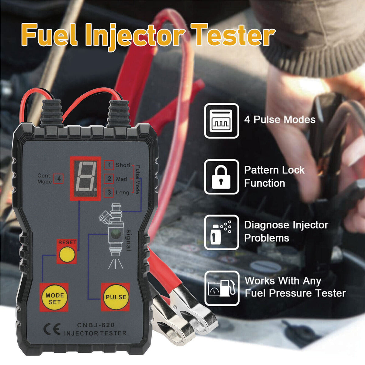12V DIY Fuel Injector Tester Cleaner Kit 4 Pulse Modes 4 Test Leads ...