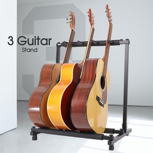 Haze GS014-3 Metal Structure 3-Guitar-Stand/Storage & Display Rack,Foldable