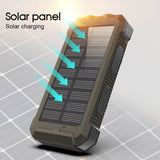 10000mAh Waterproof Solar Power Bank 2 USB LED External Backup Battery Charger