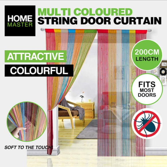 Home Master® Curtain Door Divider String Multi-Coloured Unique 200cm