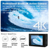 4K Action Camera Waterproof Sports Cam 20MP WiFi 64GB SD Card 17pc Accessory Kit