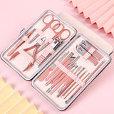 18PCS Manicure Pedicure Kit Set Stainless Steel Nail Grooming Clippers Tools